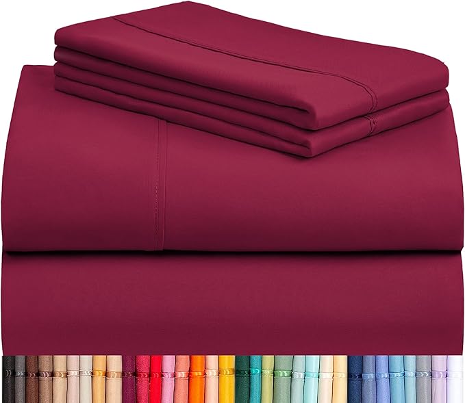 LuxClub 4 PC California King Sheet Set, Breathable Luxury Bed Sheets, Deep by LuxClub