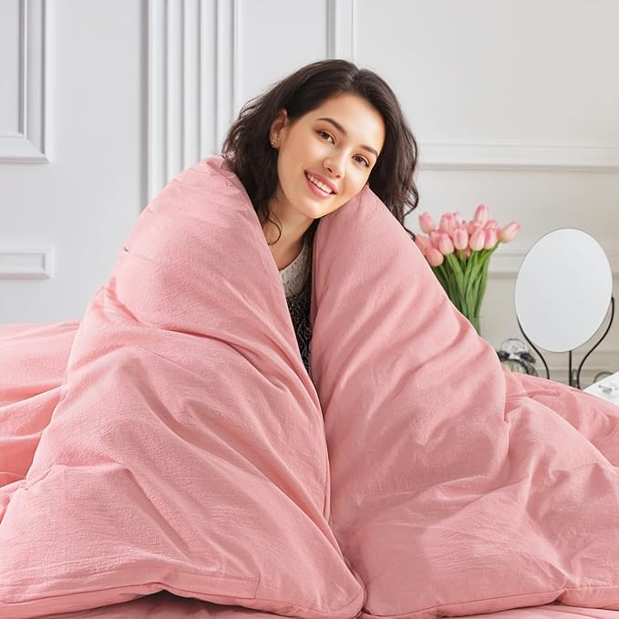 NEXHOME PRO Duvet Cover Twin 100% Washed Cotton, Organic Natural Linen Like - Image 7