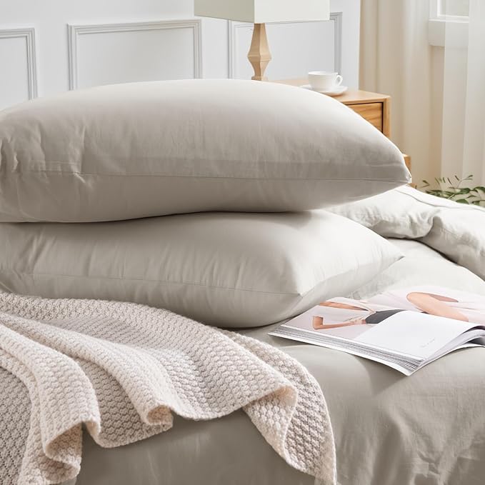 NEXHOME PRO Duvet Cover Full Size, 100% Washed Cotton Orgnic Linen Like - Image 5