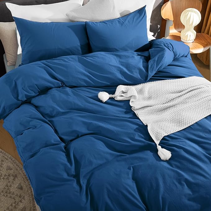 NEXHOME PRO Duvet Cover Set 100% Washed Cotton California Kingn 104"x98" - Image 6