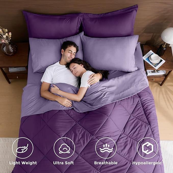 HEVUMYI Purple & Light Purple Cali-King Comforter Set - Image 2