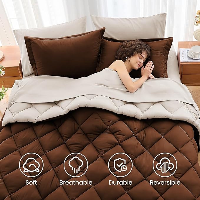 MUXHOMO 7 Pieces King Comforter Set, Reversible Bed in a Bag King Size - Image 6