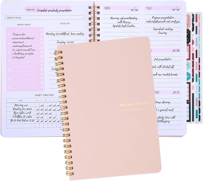 Undated Weekly Planner with Habit Tracker, 52 Weeks To Do List Notebook A5 - Image 8