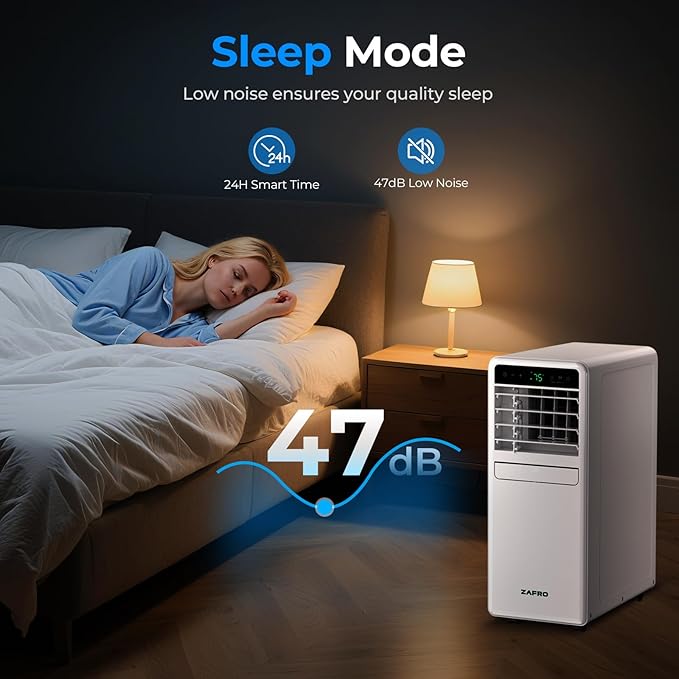 10,000 BTU Portable Air Conditioner, 3-IN-1 Smart AC Unit with Fan/Dehumidifier/Drainage-free Cooling, APP/Voice/Remote/Touch, 47 dB, Sleep Mode, Window Installation Kit, 24H Timer for Home/Office-DeskoryOffice