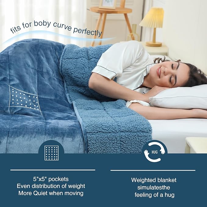 Aemicion Fluffy Sherpa Weighted Blanket 20lbs Queen Size, Cozy Flannel Heavy - Image 3