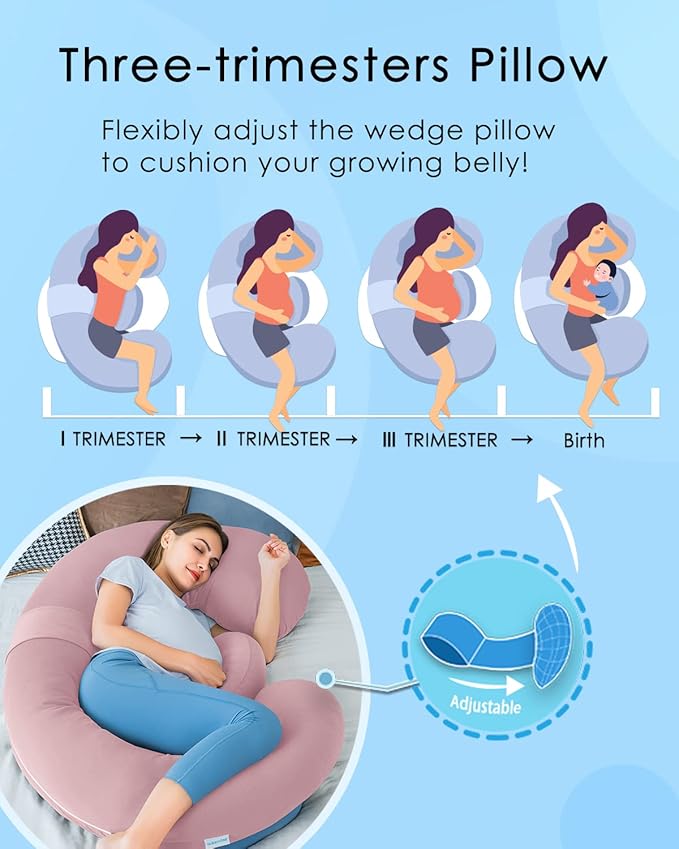 QUEEN ROSE Cooling Pregnancy Pillows, E Shaped Maternity Pillow - Image 4