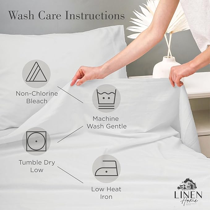 Linen Home 100% Cotton Percale 1 Flat Sheet, Twin Size - Image 7