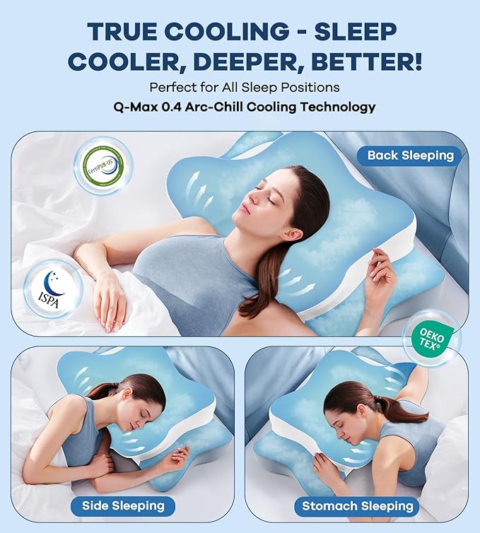 Cervical Pillow for Neck Pain Relief -Cooling Ergonomic Memory Foam Pillow - Image 6