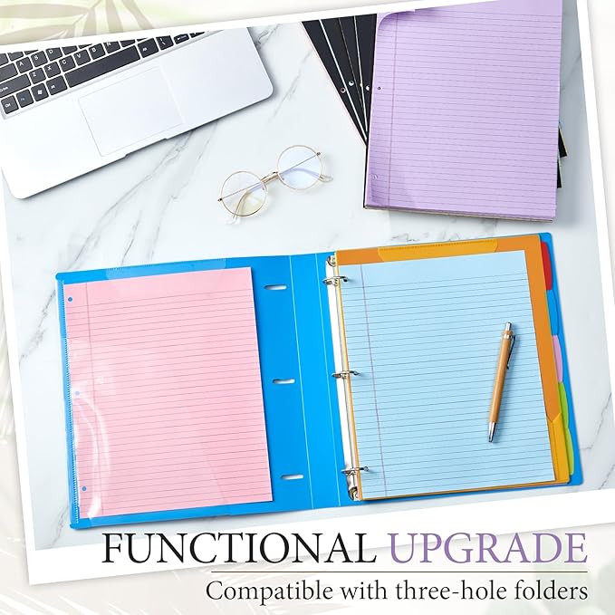 10 Packs 8.5" x 11" Top Spiral Notebook with 3 Hole Punched Legal Pads College Ruled Notepad 50 Sheets Hard Cardboard Paper Wirebound Notepad for Office School Business (Multicolor)-DeskoryOffice
