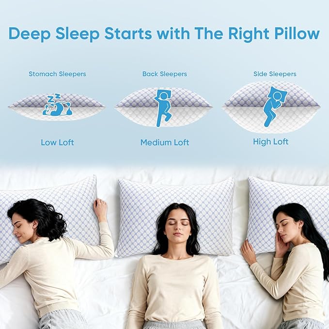 OAISZ Cooling Pillow King Size Set of 2, Shredded Memory Foam Bed Pillows - Image 5