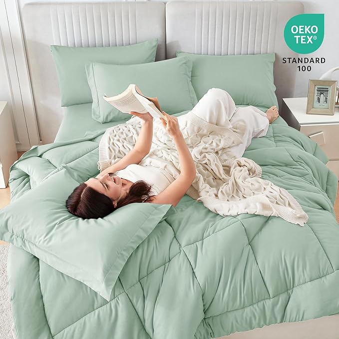 Sasttie Queen Comforter Set, 7 Pieces Bed in a Bag Queen, Complete Bedding Set - Image 5