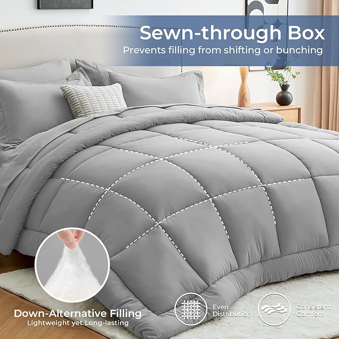 Sasttie Twin XL Comforter Set, 5 Pieces Twin XL Bed in a Bag, Complete Bedding - Image 3