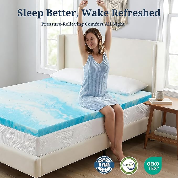IULULU King Size Mattress Topper, 4 Inch Gel Memory Foam Topper, Plush Comfort - Image 5