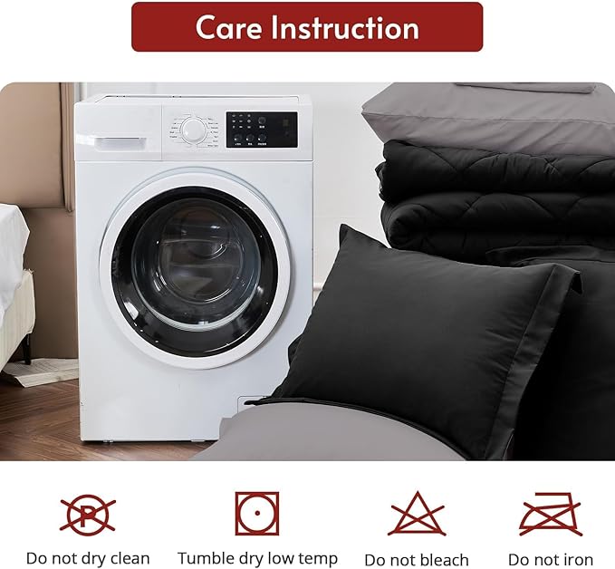 MUXHOMO 7 Pieces King Comforter Set, Reversible Bed in a Bag King Size - Image 9