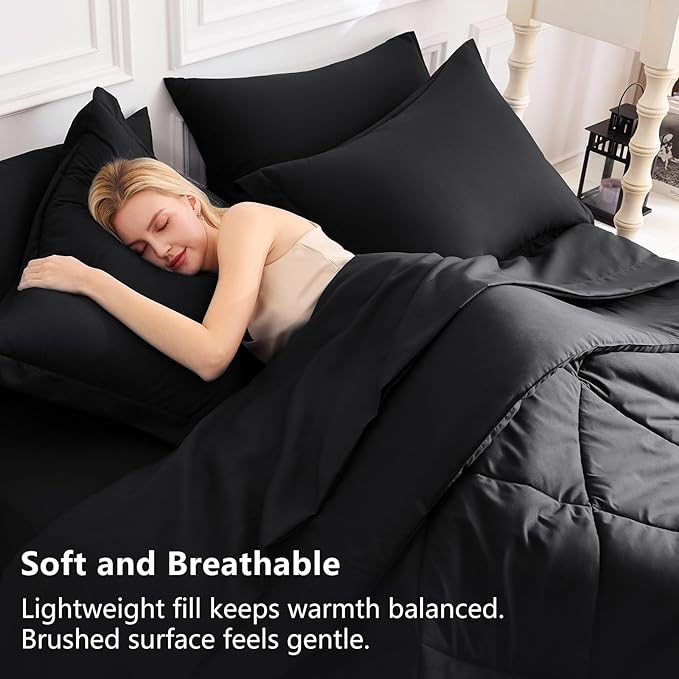 CozyLux Full Size Comforter Sets Black - Image 3
