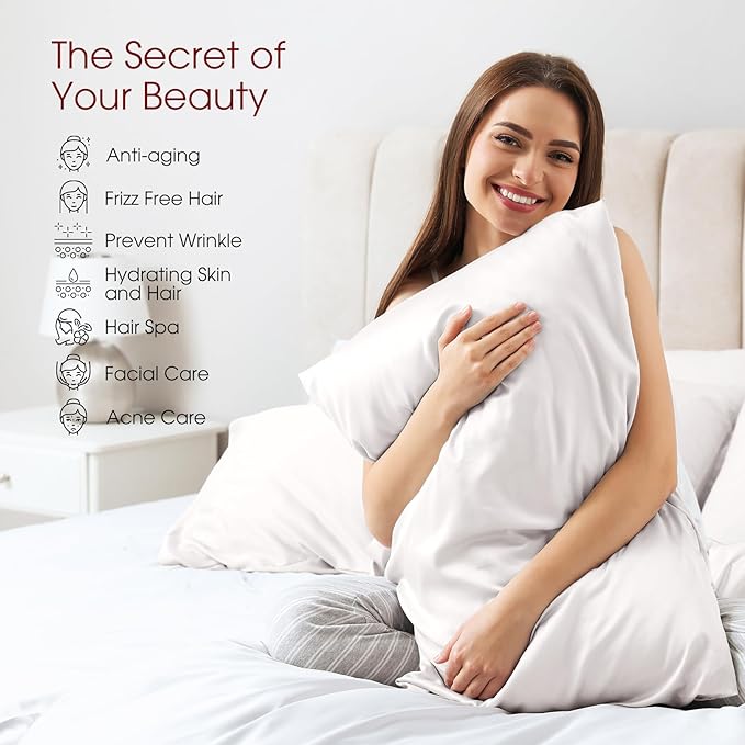 100% Silk Pillow Cases 2 Pack Queen Size Mulberry Silk Pillowcase - Image 3