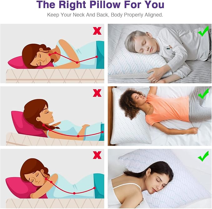 WISHSMILE Cooling Pillows Standard Size Set of 4, Shredded Memory Foam Pillows - Image 7