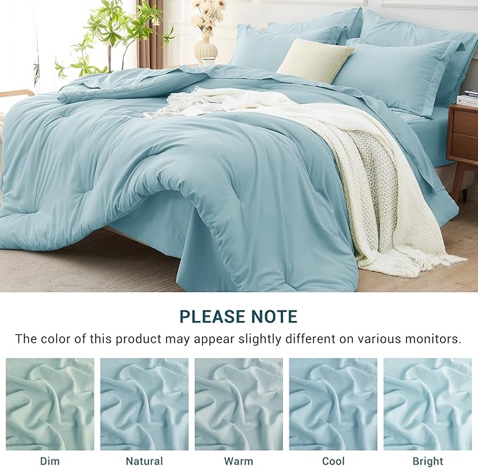 MUXHOMO 7 Pieces Queen Comforter Set, Soft Bed in a Bag Queen Size, All Season - Image 8