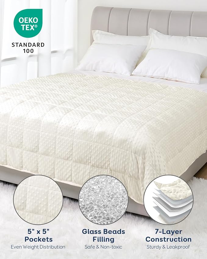 Kivik Adults Weighted Blanket, 15lbs Weight Washable Blankets, Soft Minky Heavy - Image 4