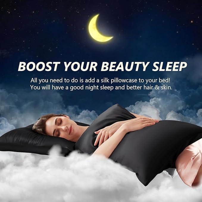 Silk Pillow Cases 2 Pack Queen Size Mulberry Silk Pillowcase Set of 2 - Image 3