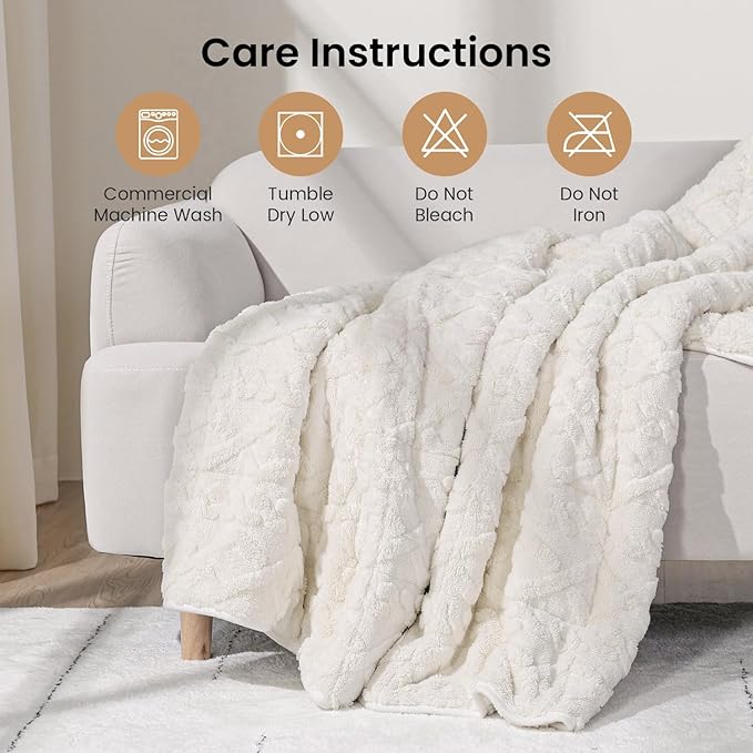 Drewin Weighted Blanket 15lbs Queen Size, Soft and Thick Jacquard Sherpa Heavy - Image 8