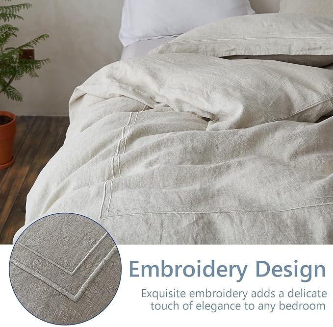 Simple&Opulence 100% Washed Linen Duvet Cover Set 78"x86" - Image 6