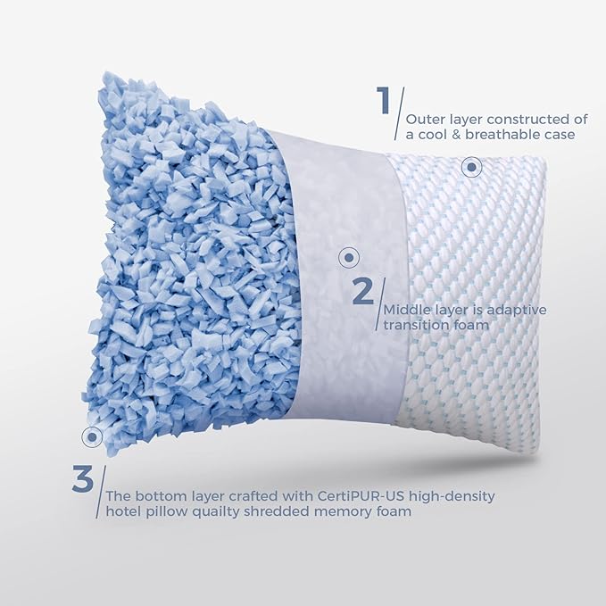 OSBED Cooling Shredded Memory Foam Pillow Standard Size - Image 4