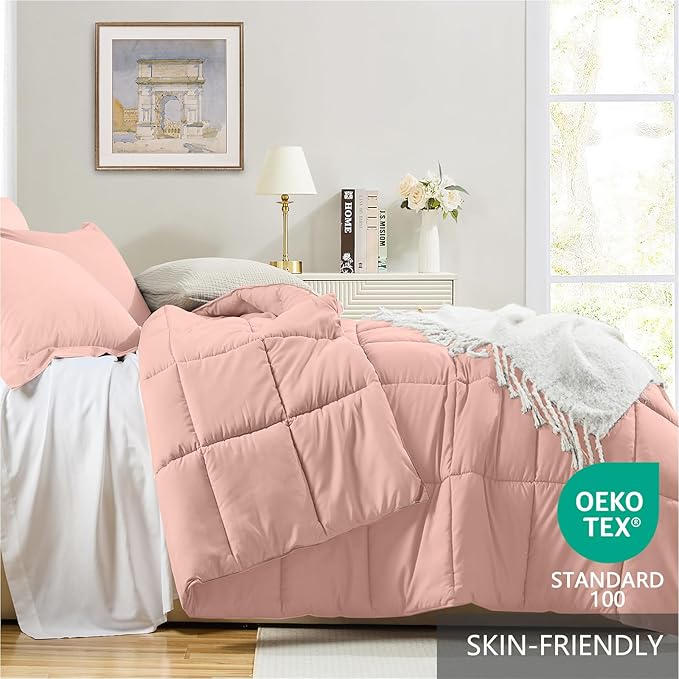 Homelike Moment Twin Comforter Set Pink, Comforters Twin Size Bed Sets - Image 3