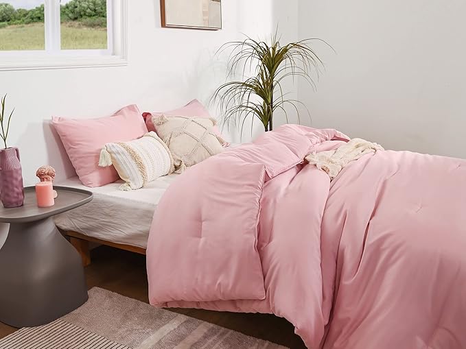 ROSGONIA King Size Comforter Set Pink - Image 7