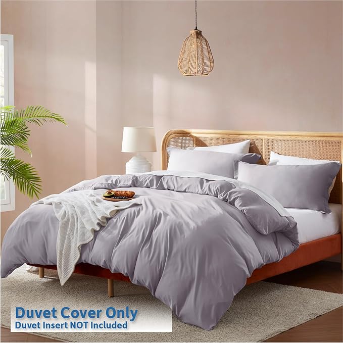 Nestl Grey Lavender California King Duvet Cover Sets - Image 2