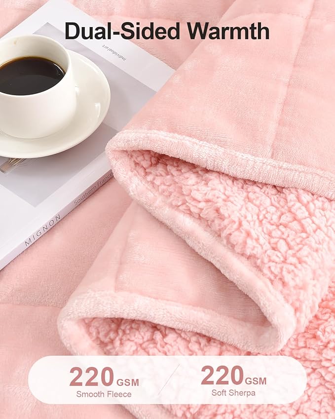 Super Fuzzy Soft Sherpa Fleece Weighted Blanket, 12 lbs Dual Sided Fluffy Heavy - Image 3
