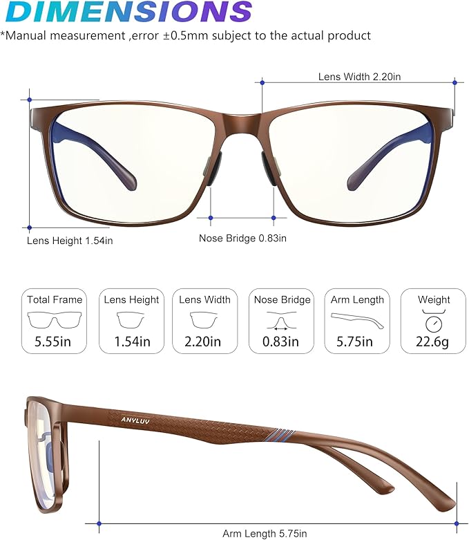 ANYLUV Blue Light Glasses Men, Relieve Eyestrain and Eye Protection, Al-Mg - Image 4