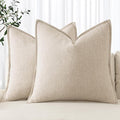 MIULEE Decorative Linen Euro Sham Pillow Covers 22x22 Inch Natural Beige Boho by MIULEE