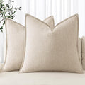 MIULEE Decorative Linen Pillow Covers 20x20 Inch Natural Beige Boho Farmhouse by MIULEE