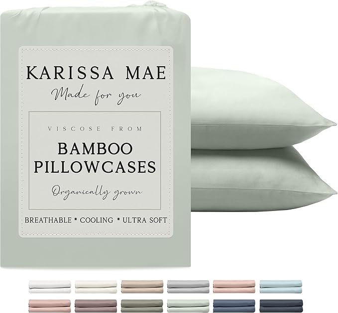 Karissa Mae Cooling Bamboo Viscose Queen Size Pillowcase Set | 100% FSC by KARISSAMAE