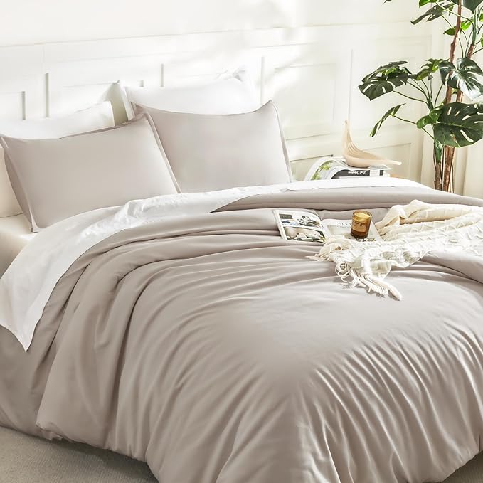 Litanika Linen Grey Comforter Set Queen Size, 3 Pieces Lightweight Solid - Image 5