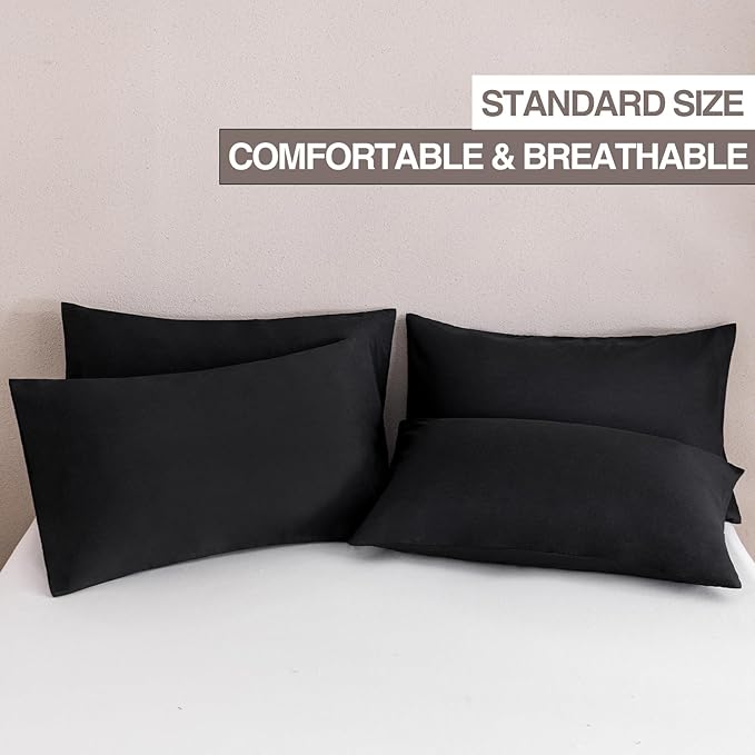 MINIPANDA Black Pillow Cases Standard Size Set of 4 - Image 2