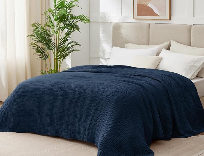 100% Cotton Muslin Blanket King 108" x 90", 6 Layers Breathable and Lightweight - Image 2