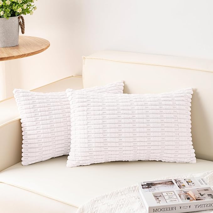 Aegero Pack of 2 Corduroy Decorative Throw Pillow Covers 12x24 Inch Soft by Unknown