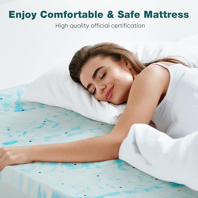 Sweetcrispy Memory Foam Mattress Topper Full, 2 Inch Thick Gel Infused Cooling - Image 5