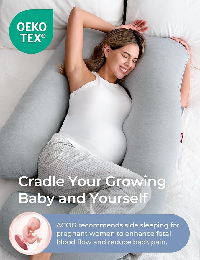 Momcozy Pregnancy Pillows with Cooling Cover, U-Shaped Full Body Maternity - Image 3