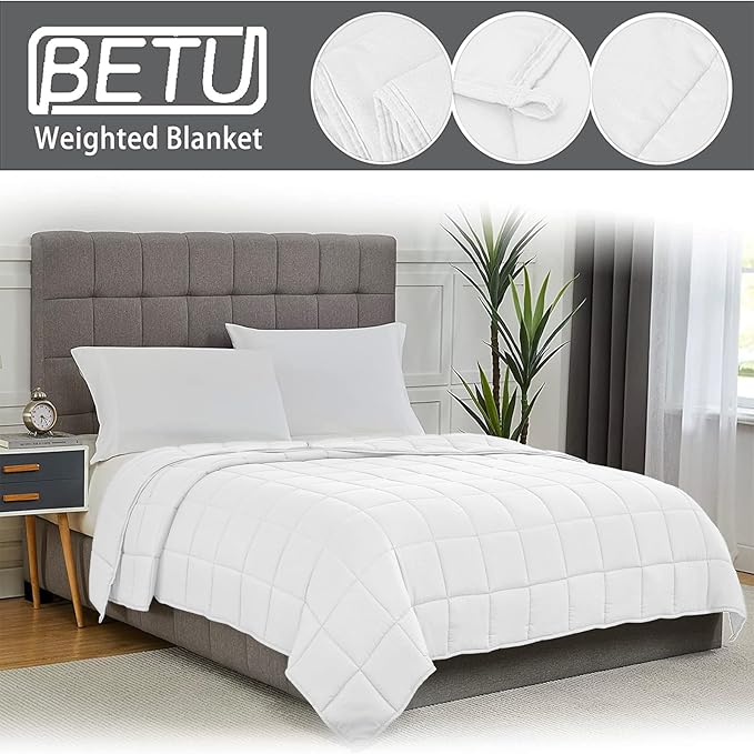 White Weighted Blanket for Adults 20lbs, King Size Cooling Heavy Throw Blanket - Image 3