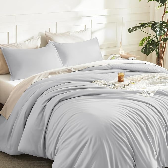 Litanika Light Grey Comforter Full Size, 3 Pieces Lightweight Solid Bedding - Image 5
