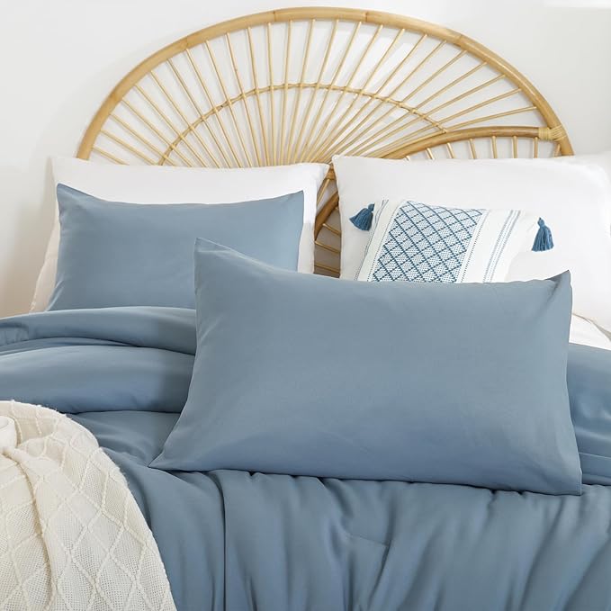 weigelia Dusty Blue Comforter Queen Size 3PCS Bed Comforter - Image 6