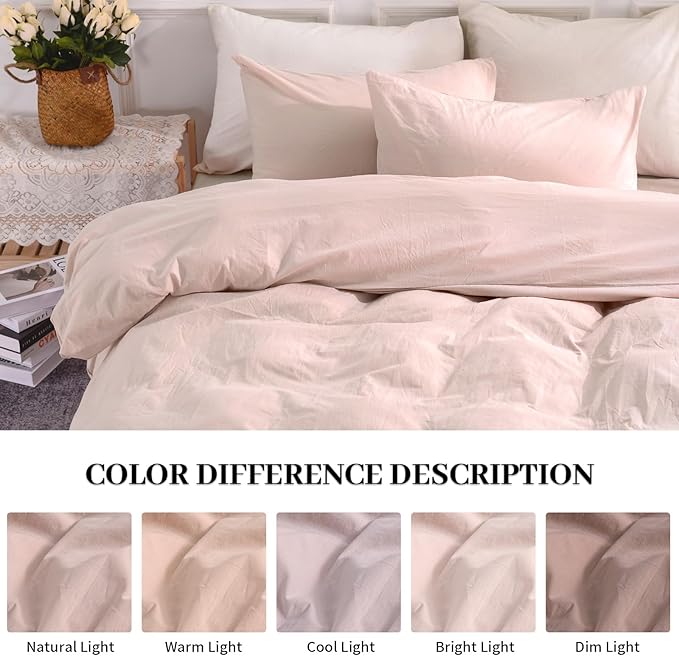 NEXHOME PRO Duvet Cover Set Queen Size Linen Feel Textured Organic Natural 100% - Image 3