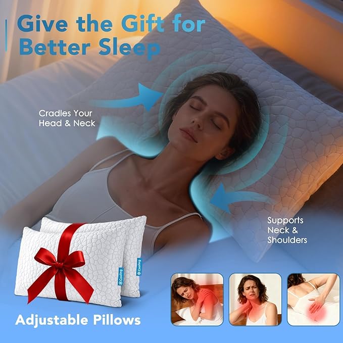 QUTOOL Cooling Pillow for Sleeping, CertiPUR-US Shredded Memory Foam King - Image 4