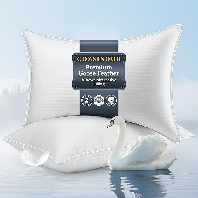 COZSINOOR Goose Feather Pillows Queen Size by COZSINOORBEDDING