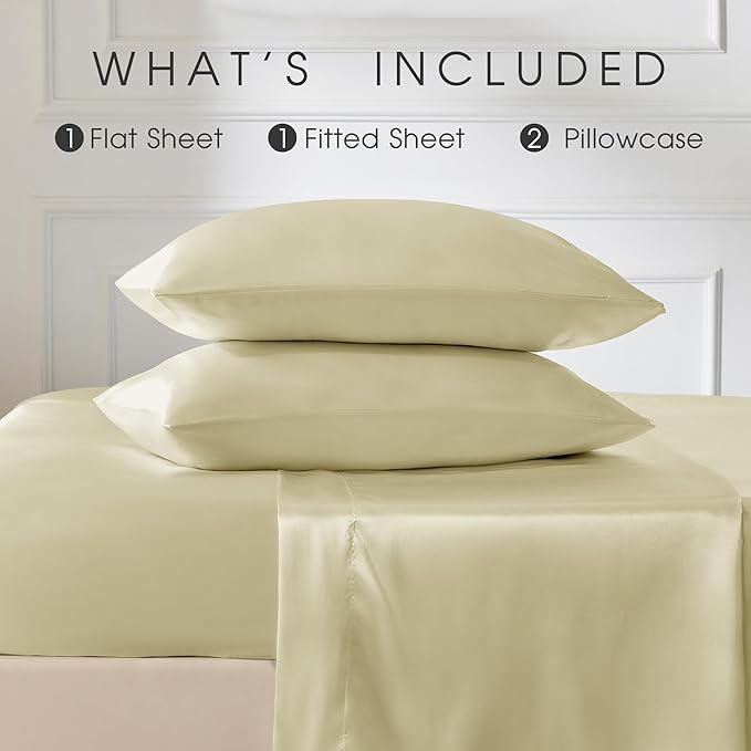 FreshCulture Satin Sheets Queen Size Bed Set- 4 Piece Luxury Soft Silky Queen - Image 3