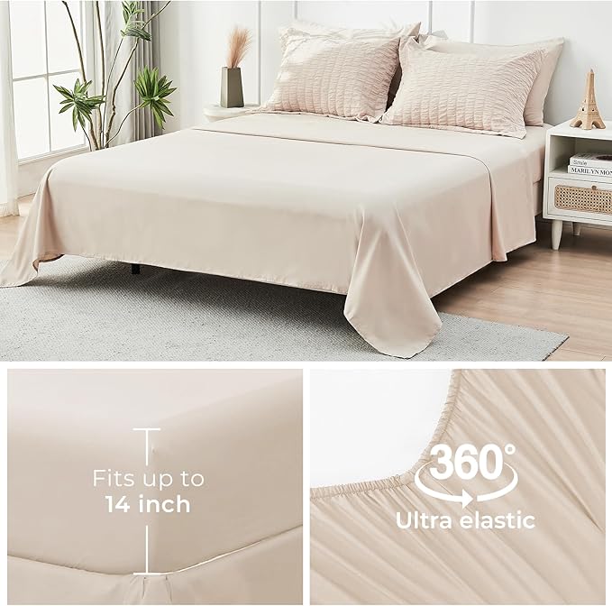 HYMOKEGE Beige Queen Comforter Set Seersucker 7 Pieces, All Season Luxury Bed - Image 7