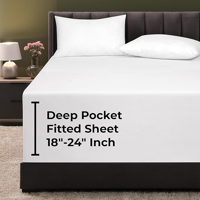 Royale Linens Extra Deep Pocket Queen Fitted Sheet Only by ROYALELINENS